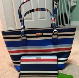 Kate spade cruise stripes tote and neda wallet